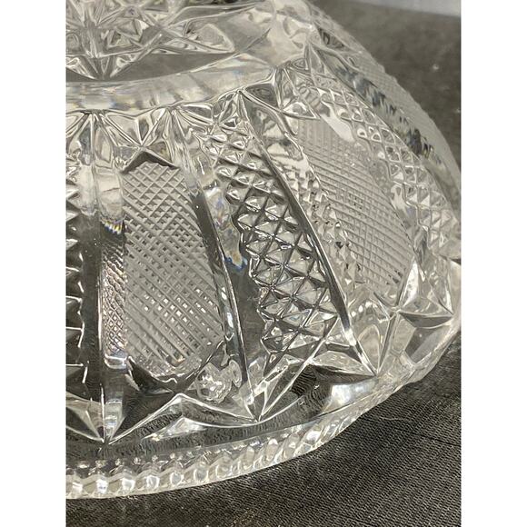 VTG Czech Bohemian (?) Cut Glass Crystal Ashtray 5.25 in Art Deco Star base EUC - Picture 13 of 16